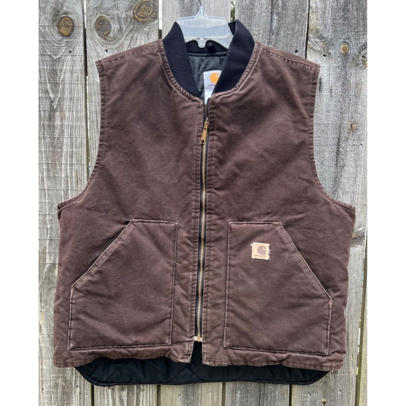 Carhartt Mens VO2 DKB Brown Canvas Work Vest Size XL Insulated - Etsy