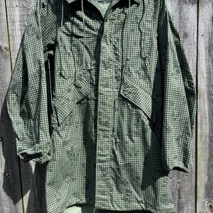 Vtg Military Parka shell US Army Jacket Night Camo Desert Fishtail X-small Green