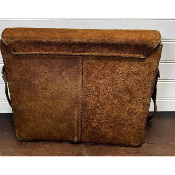 Vintage Large Suede leather Hard Sided BUCKSKIN S… - image 4