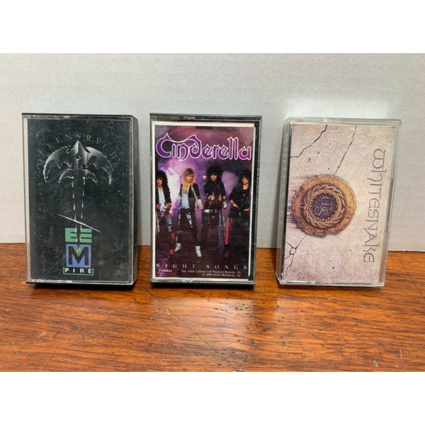 Lot of 3 Vintage Rock Cassettes Cinderella, White snake & Queensryche *Great Gift Idea*