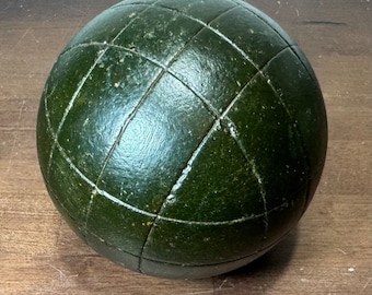 Vintage leather green square lined  Pattern Bocce Ball Replacement (glbb#1) *Great Gift Idea*