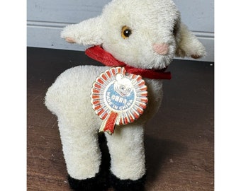 Vintage Wool Lamb Sheep Plush Ornament With Tag China *Great Gift Idea*