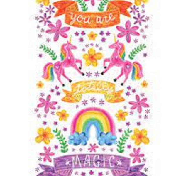 You Are Totally Magic, Unicorn Panel   - 100% cotton Quilting Patchwork fabric PANEL ONLY