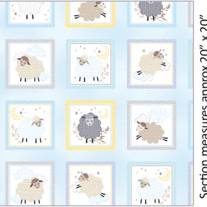Cotton Quilting Patchwork Fabric Sweet Dreams Boxes Baby Blue Lambs - PANEL ONLY