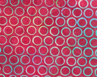 Anthology fabrics | batik magenta PInk circles 2083q - 100% cotton. quilting patchwork fabric