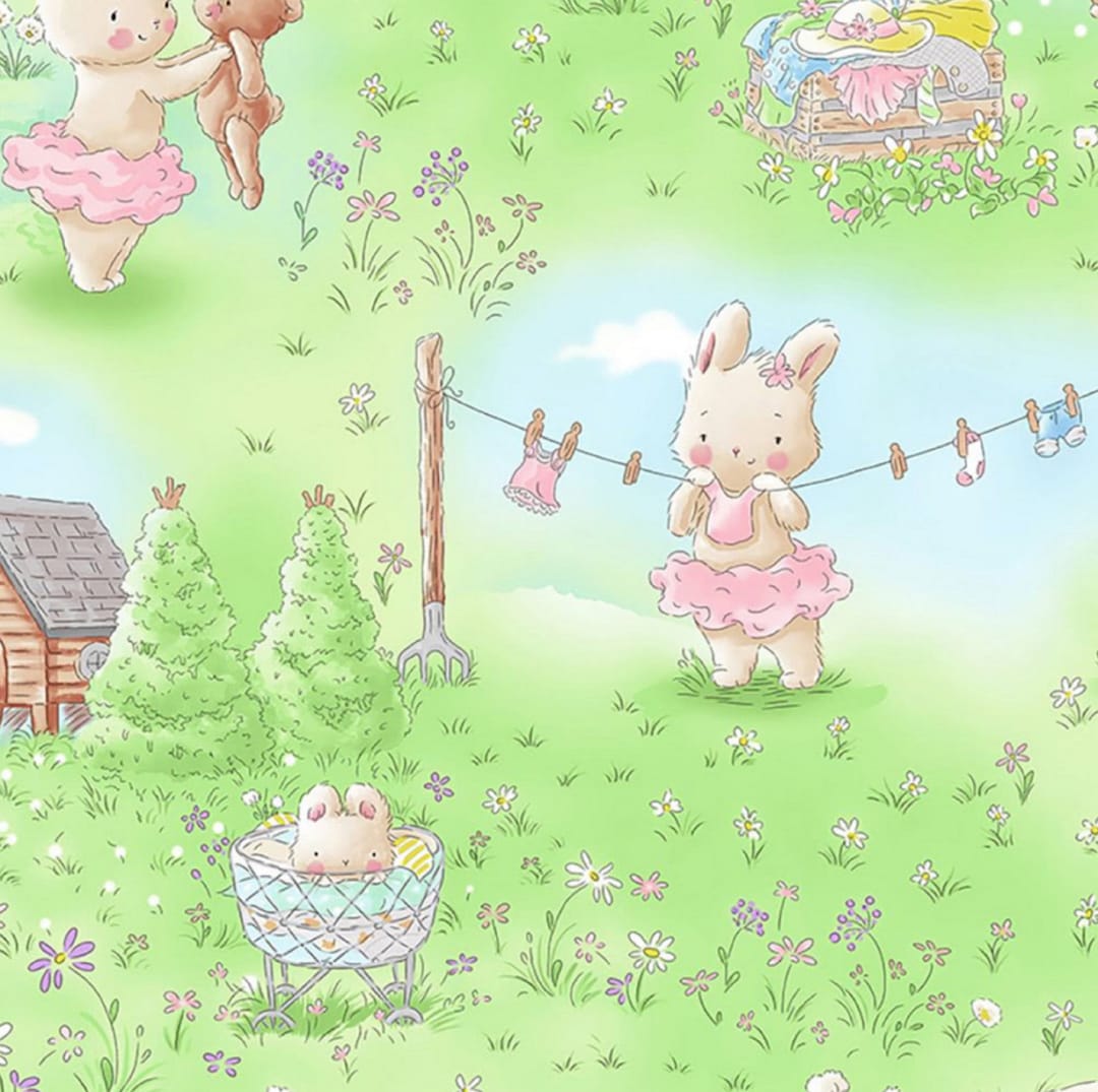 Washing Day Bunnies by the Bay 100 Cotton Quilting Patchwork Fabric Etsy