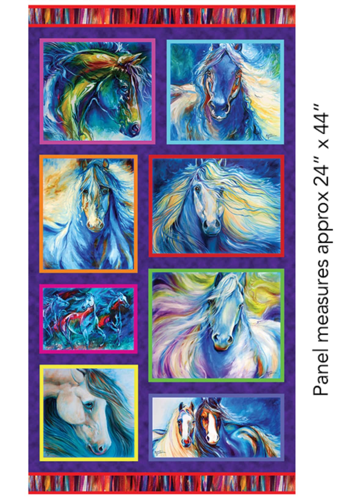 Painted Horses Multi 100 Cotton Quilting Patchwork Fabric Etsy