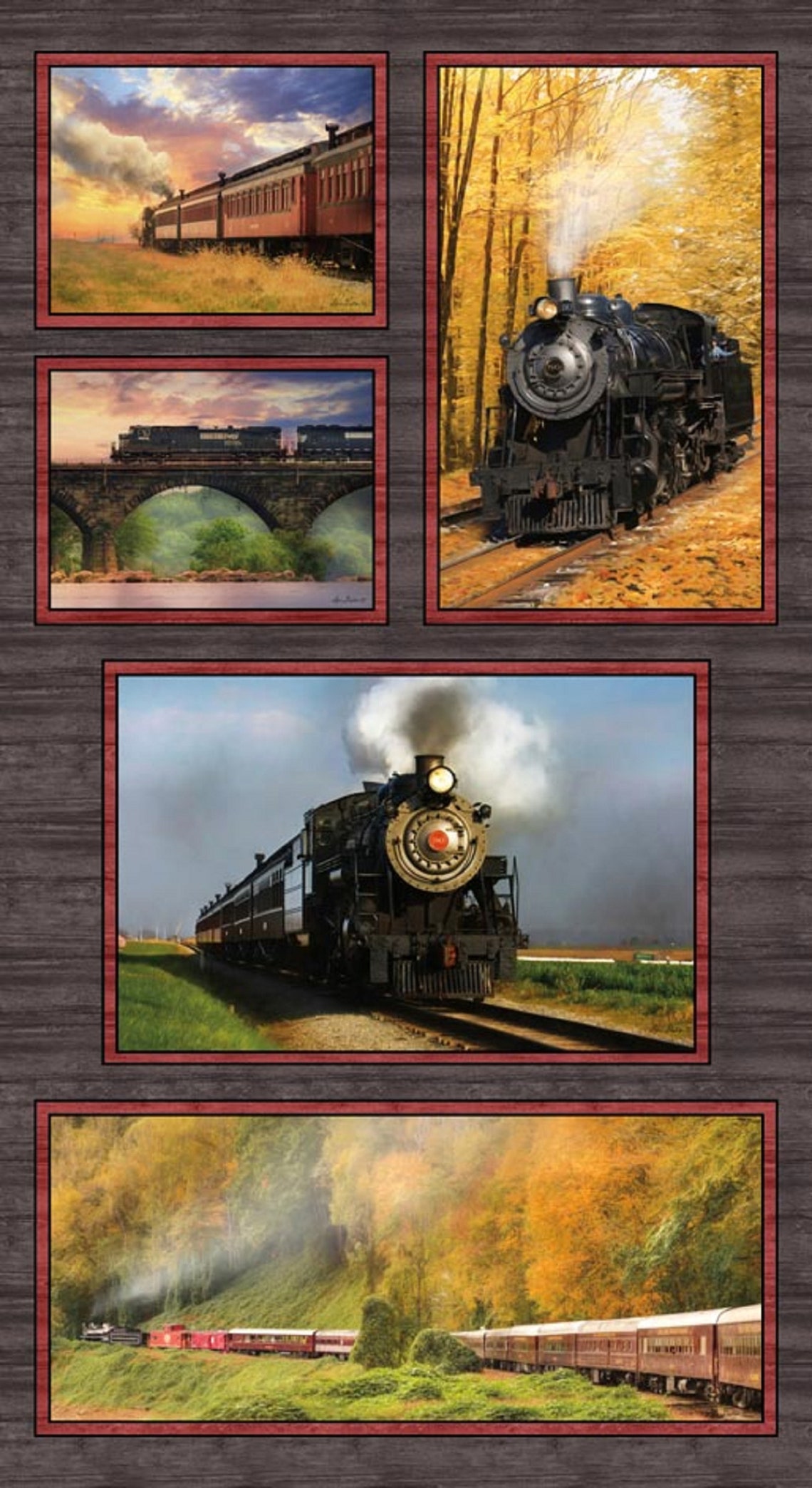 On The Rails Steam train Panel 100 cotton quilting fabric Etsy
