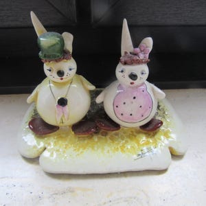 Italian CERAMIC ANIMAL FIGURINES, very cute couple of ????)  signed by artist, vintage, retro
