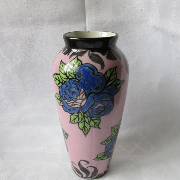Art Nouveau Ceramic Vase , French or Belgian origin, collectible - hurry up, it's in 2 people's basket !!!!!