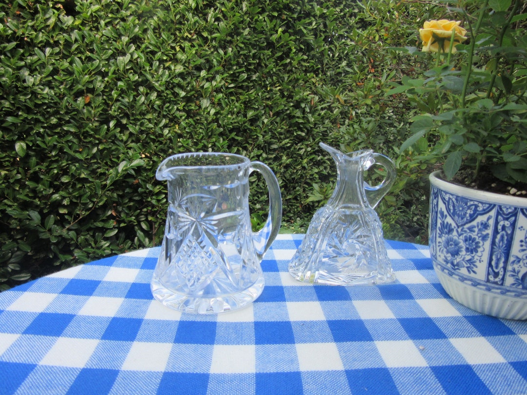 2 Small Crystal Carafes/jugs/pitchers, Germany, Bohemia, Vintage, in
