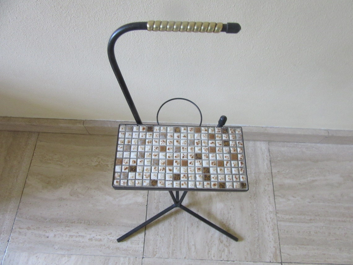 Sale :Modernist Design Small Side Table  Ceramic Mosaic Tiling, Black Metal, very unusual, rare, dispatch only to Europe. ***, Foto 1 von 5