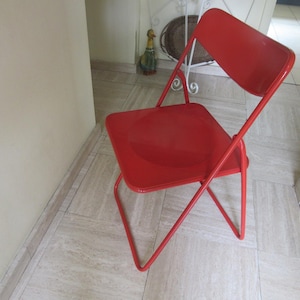 Ikea Red Folding Chair Niels Gammelgaard, model Ted, vintage
