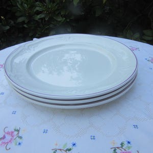 3 Villeroy & Boch Speiseteller, 26 cm, weinrot malve Rand, Kitchenalia, Bauernhausdekor, Vintage, Sammlerstück