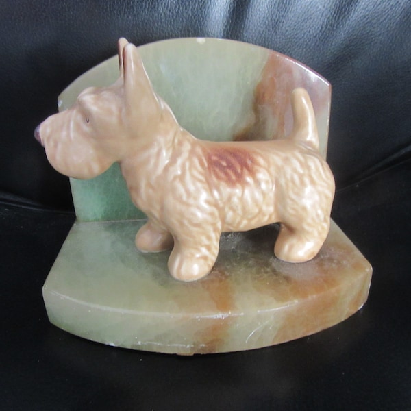 SYLVAC SCOTTIE DOG Onyx Bookend, pattern 145, Figurine, molto insolito, oggetto decorativo, ideale come regalo per gli amanti dei cani