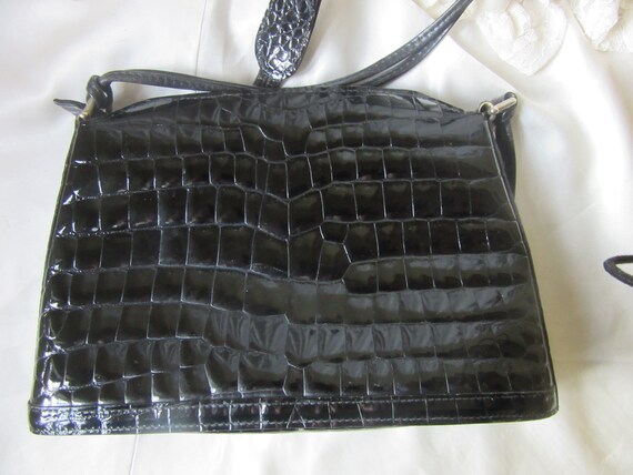 Super Sale gino FERRUZZI FIRENZE Shoulder Bag cross Body Bag Black Patent Leather Classic Elegant Style True Vintage priced to Sell Etsy