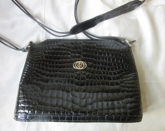 gino ferruzziバッグ GINO FERRUZZI VINTAGE LEATHER/Canvas Shoulder Handbag