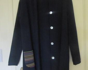 sale : MIA ZIA coat/dress Medium Size (38-40), pure Merino Wool, striped details, l pocket, vintage