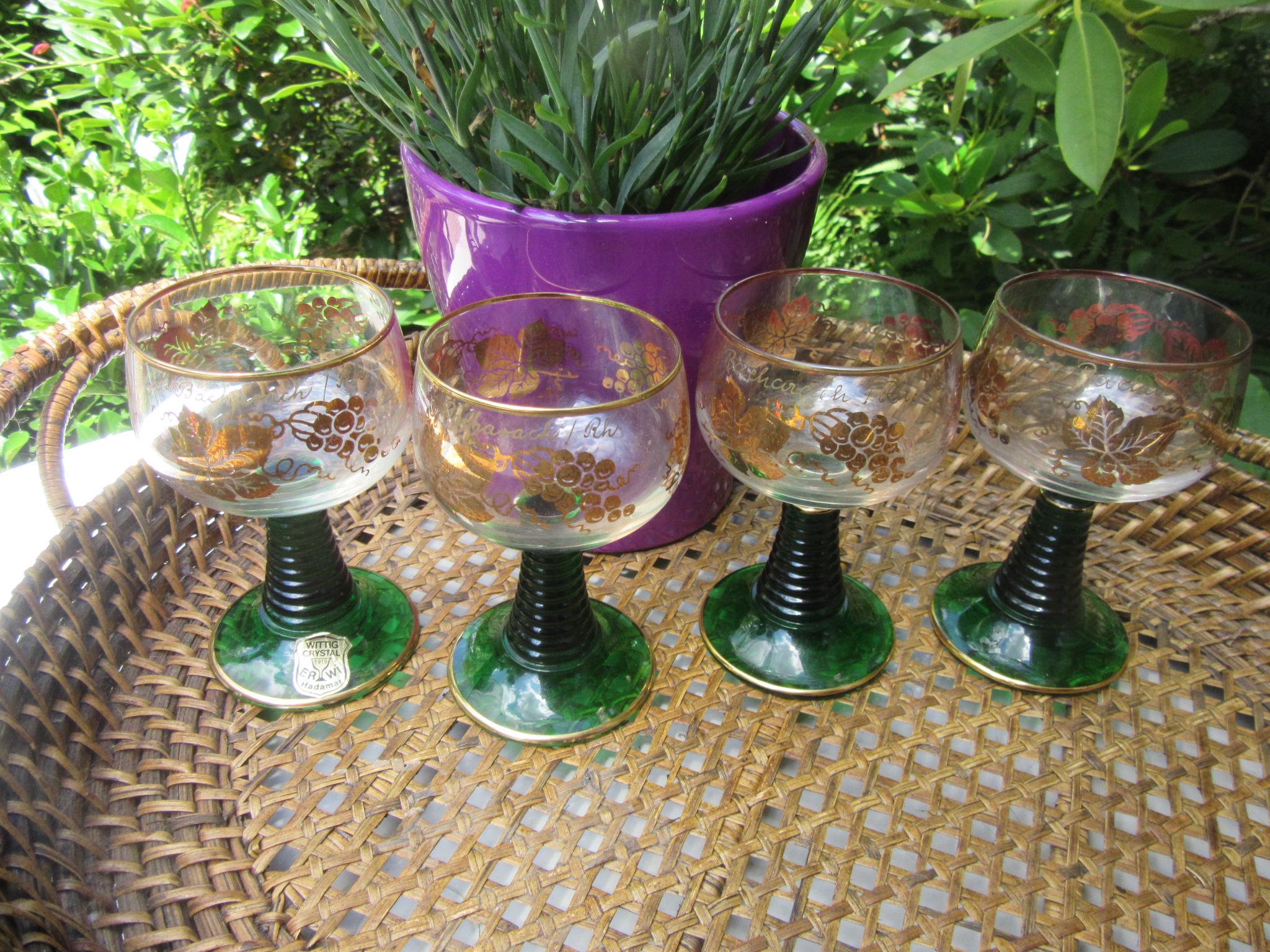 Sale : Wittig Crystal 1919 ERWI Hadamar, Set of 4 Small German