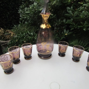 Venta: Jarra/garrafa de cristal de Murano Venecia con borde dorado - licor de bebida cordial, Art Deco, coleccionable +++