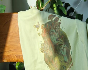 Koszulka Entropy Cropped Pastel Neon Green - Koszulka dla niemowląt z motywem gnijących grzybów i skorpiona