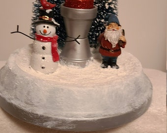 Snowman and Santa Winter Scene