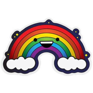 Rainbow, Vinyl Sticker, Water Resistant, Cute Kawaii Sticker, Water Bottle Sticker, LGBTQ Pride