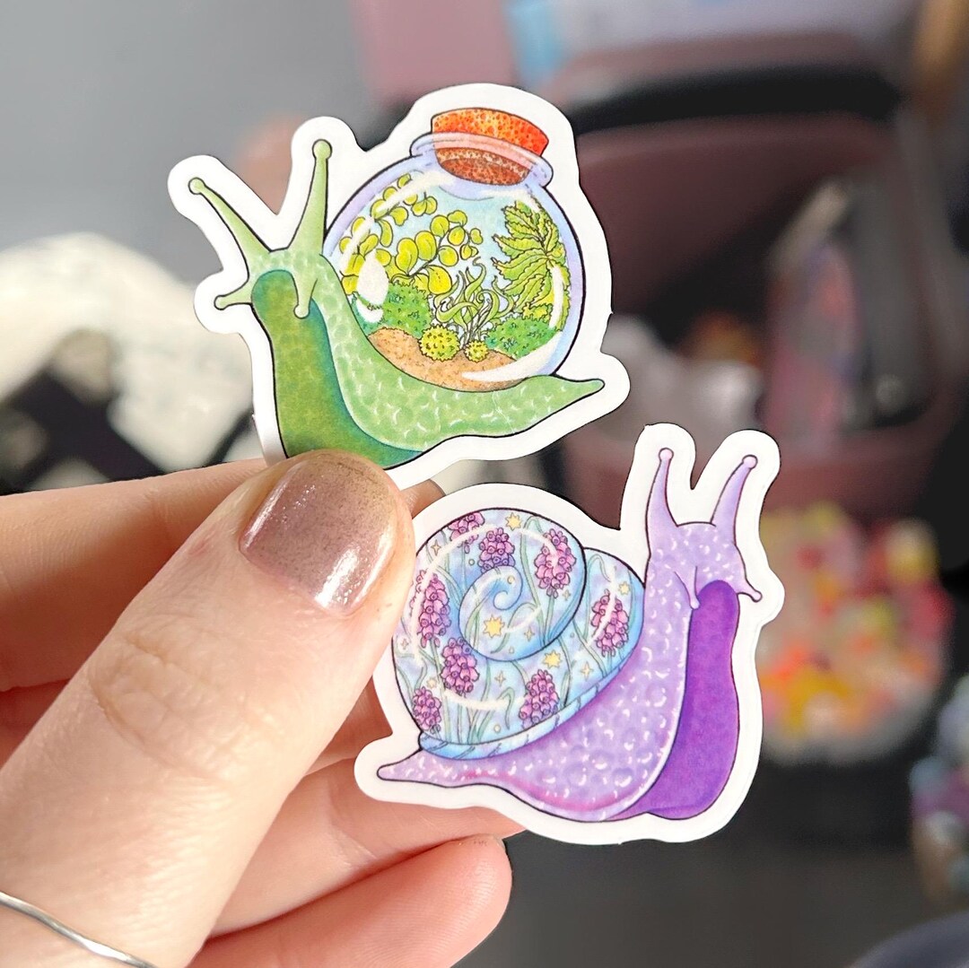 Cute Botanical Snails Vinyl Sticker Set - Etsy