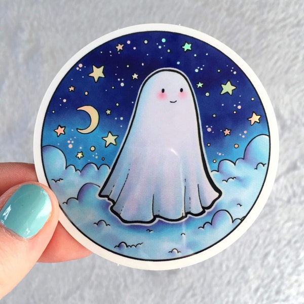 Cute Star Ghost Holographic Vinyl Sticker