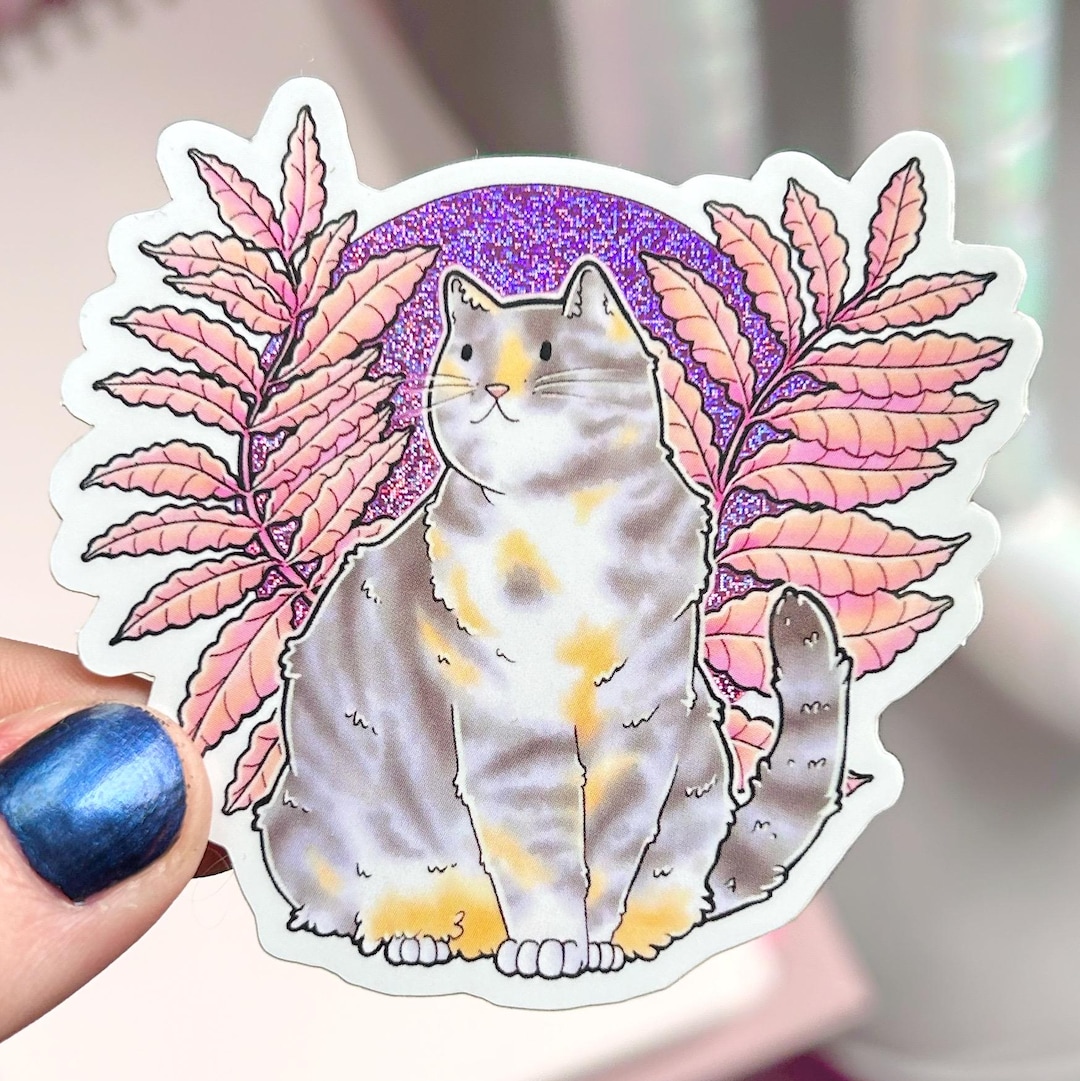 Cute Holographic Cat Vinyl Sticker - Etsy