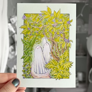 かわいい植物園の幽霊の落書きプリント