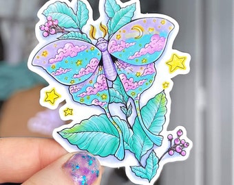 Cute Twilight Sky Moth Vinyl Sticker