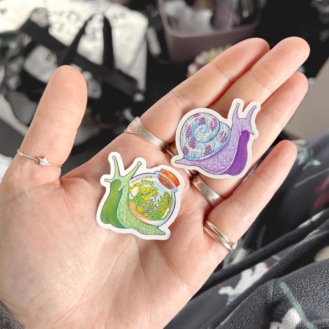 Cute Botanical Snails Vinyl Sticker Set - Etsy