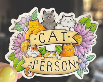 Cute Cat Person Vinyl Sticker