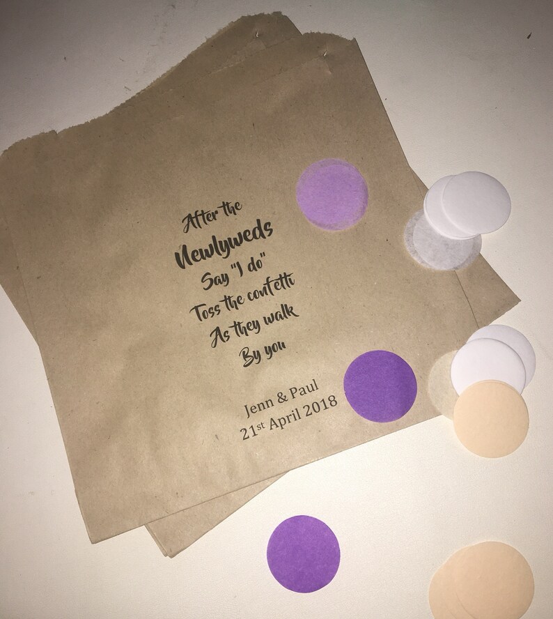 Personalised Brown Kraft Confetti Bags With Poem and Bride and Etsy