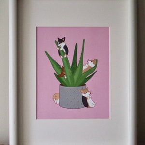 Tiny Corgi Aloe Vera Party - dog - miniature - succulent - cactus - home decor - plant - fantasy - nursery - cute - pembroke welsh print