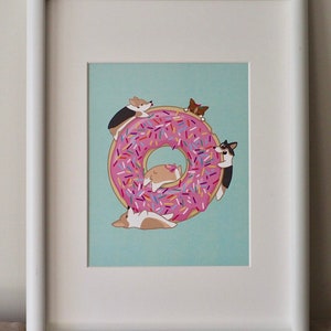 Tiny Corgi Doughnut Party - dog - miniature - dessert - donut - home decor - sweet - fantasy - nursery - cute - pembroke welsh print