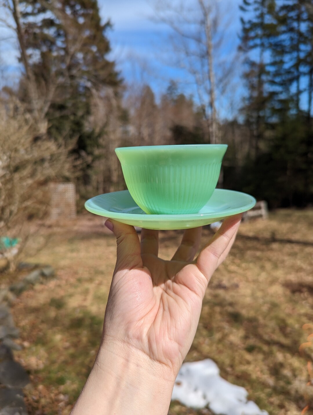 Vintage Fire King Jadeite Tea Cup Set Set of 2 Etsy