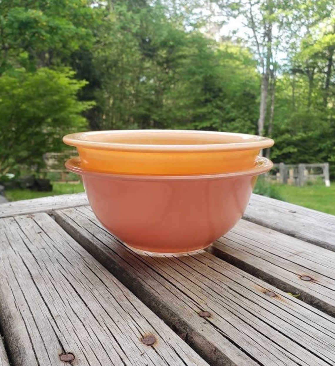1980s Pyrex 322 Peach Broiler Mixing Bowls Set of 2 Etsy