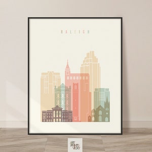 Raleigh print, Wall art poster, Raleigh NC Skyline art, city travel print, Personalised print ArtPrintsVicky image 2