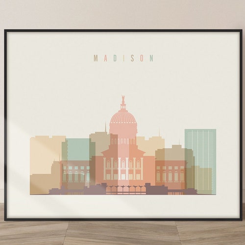Madison Wisconsin Poster Print Art Skyline Item T4326 Etsy