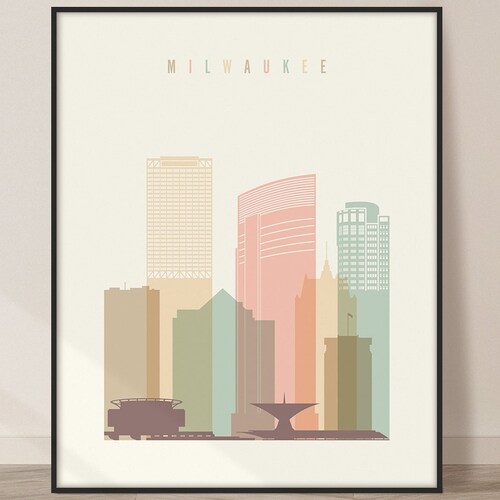 Milwaukee Skyline Printable Poster Home Decor Simple Print Etsy