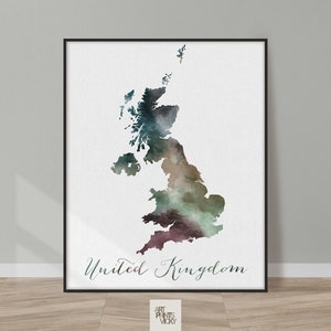 United Kingdom Wall Map Poster UK Map Print British Framed Map England Map Canvas Map of England by ArtPrintsVicky image 2