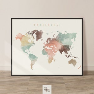 World map poster print Travel gifts wall art Decor for home and office ArtPrintsVicky Wanderlust Above