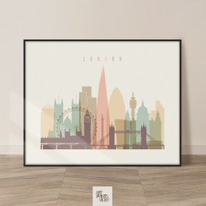 London poster, wall art print, London skyline, Travel poster, City print, Travel gifts, Office decor ArtPrintsVicky image 2