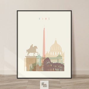 Rome print, poster, Italy Wall Art cityscape, Travel poster, City print, Travel gifts, Office decor ArtPrintsVicky image 2