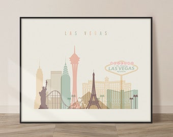Las Vegas print, Poster, Wall art, Nevada cityscape, Las Vegas skyline, City poster, Wall Decor, ArtPrintsVicky