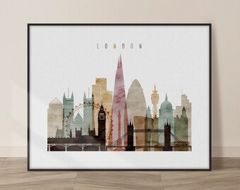 London print, poster, London skyline, London cityscape art, ArtPrintsVicky