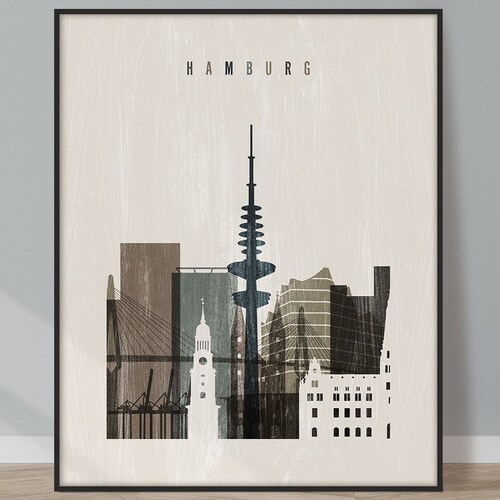 Hamburg Skyline Poster Hamburg Germany Art Print VERSION 2 Etsy