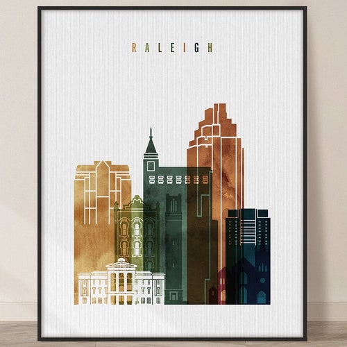 Raleigh Art Print Raleigh Poster Raleigh NC Skyline North Etsy